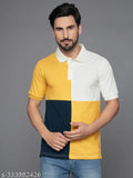 THE DRY STATE Men's Colorblocked Polo Multicolor Tshirts