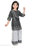 Printed rayon kurta & sharara set for girls, Indian festivals fashion, 5-15 years