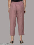 Peach rayon regular-fit women's trousers from AREEBA FASHION, ideal for casual or exercise wear