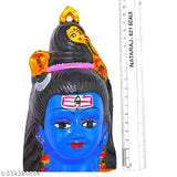 Painted wooden statue of a Hindu deity, colorful, 8 inches tall, hanging face design