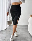 Black women's cotton high waist mini skirt