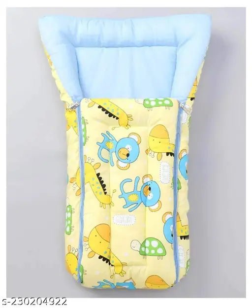 Giraffe yellow cotton baby sleeping bag & carry bag set, printed net pattern for newborn gift