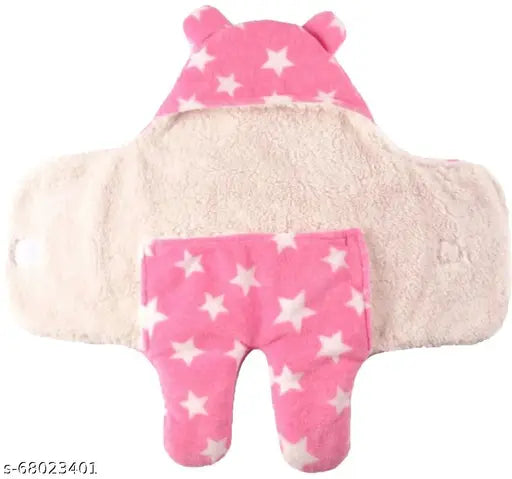 Microfiber polka net newborn hooded wearable baby blanket combo of 2 for mild winter