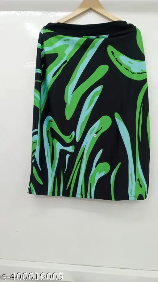 Acrylic printed net pencil skirt for women, trendy style in sizes 36-44