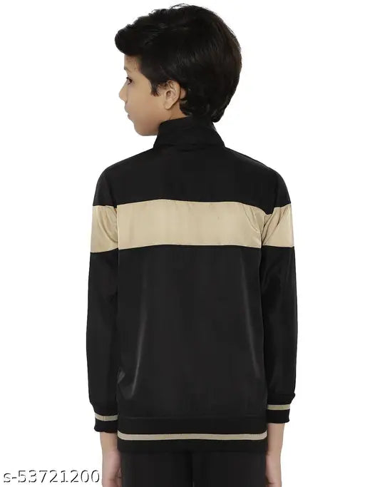 Black, yellow, and brown color block kids jacket