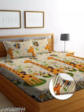 Glace cotton, premium quality fitted floral bedsheet (72x788) with 2 pillow covers (18x28), ideal for summer