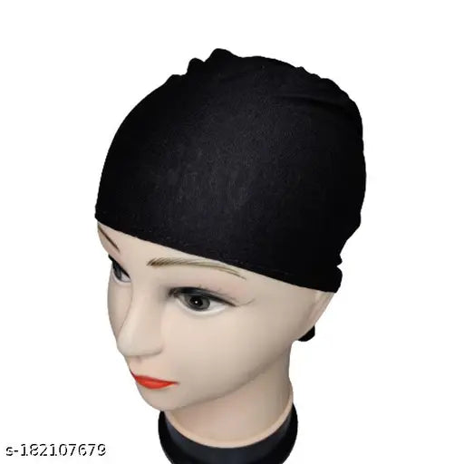 Black cotton hijab cap pack of 2