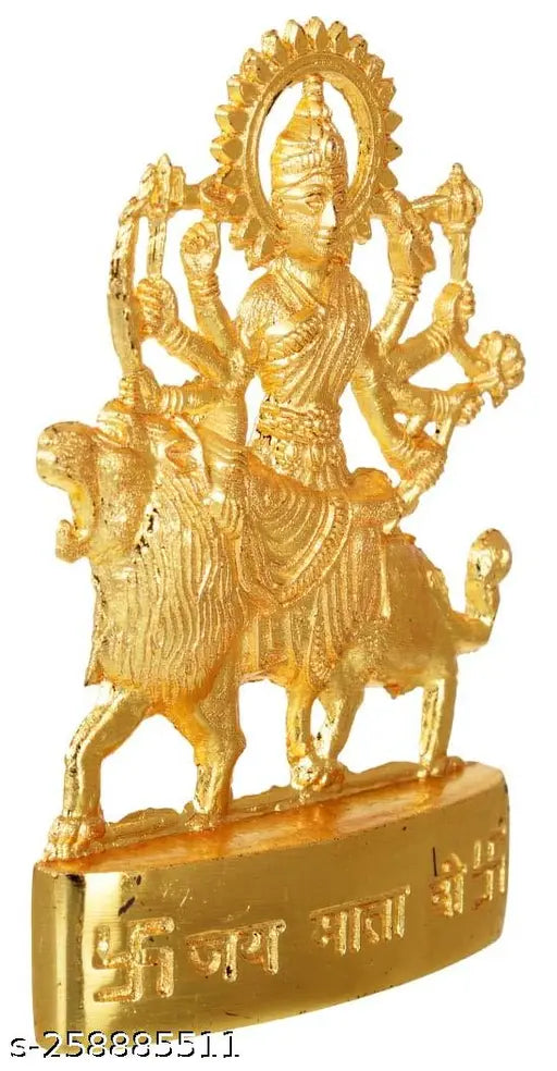 Gold-plated Zinc Goddess Durga Idol (5x1x7 CM) - Indian temple and home décor