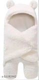 Ultrasoft white fleece hooded baby blanket, keeps newborns warm and safe during mild winter