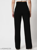 Black high-waisted vintage bell bottoms, women's trousers, set of 2