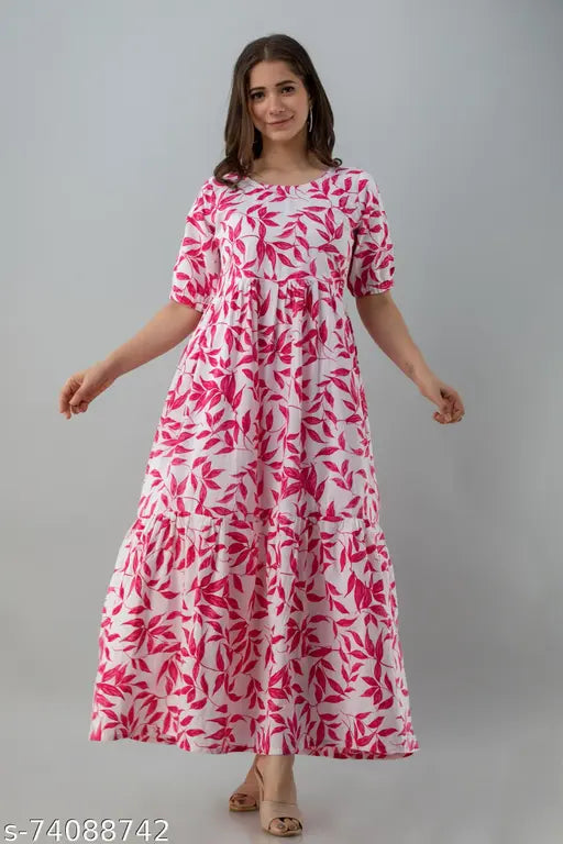 Rayon printed kurti, short sleeves, Jivika brand, Indian ethnic wear