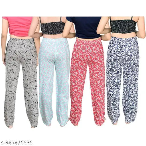 Cotton printed ladies pyjamas, four pieces