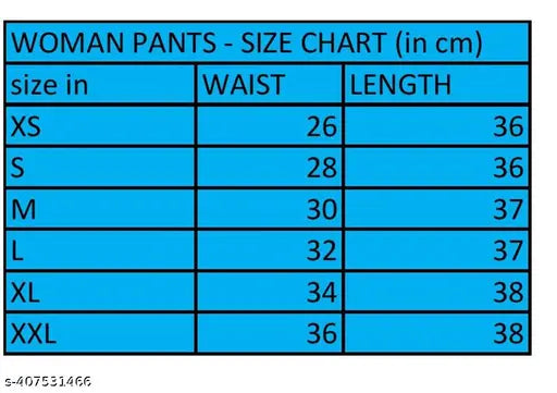 Women's solid bell bottom cargo pants in size chart