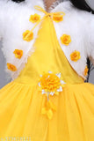 Green Barbie Girls Festive/Wedding Dress (3/4 sleeve), printed net on three-quarter sleeves from Jhilik Garments