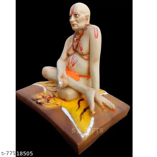 Ceramic Sai Amrut Shirdi Swami Samarth body color idols, 5-inch washable figurines for home decor