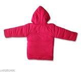 Red cotton hoodie boys coat, long sleeves