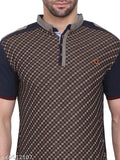 Cotton Camey Men's Polo printed t-shirt, short sleeves, pocket on front, trendy style, India origin