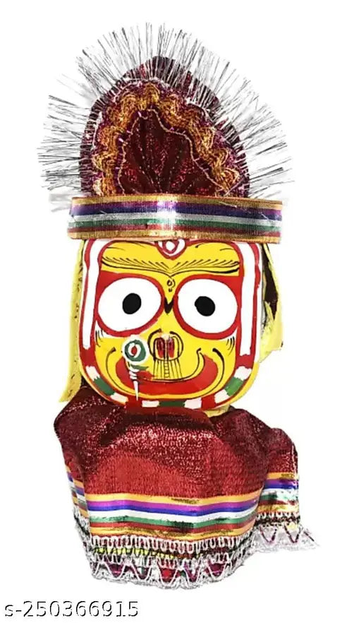 Handcrafted wooden idol set of Swarna Fashion Lord Shree Jagannath, Balaram, Subhadra (4 inch multicolor). Ideal for home temples, office, religious places, gifting, or car dashboard decor. Made in India