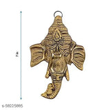Gold-plated Ganesh idol wall decor, Indian handcrafted, unique gift for home tranquility