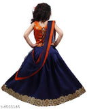 Jacquard ethnic girls' lehenga choli set, embroidered and stitched net, Indian clothing for 6-7 years