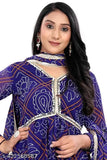 Georgette Trisha Heavy Weight Less Bandhi Printed Aaliya Gown with Less Border Dupatta Set, Indian bridal wear with long sleeves and various sizes available