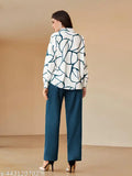 Classic sensational women's long-sleeve top and bottom set, handcrafted Indian apparel