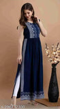 Rayon embroidered Naira cut women's sleeveless kurti, size XS (34in bust) to XXXL (46in bust), length up to 46in. Indian handcrafted traditional clothing set