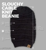 Wool beanie cap (black), Bob Marley style pattern, perfect for men & women, India origin