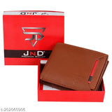Genuine faux leather tan wallet for men, 5 card slots, coin pocket, hidden pockets. Indian crafted premium genuine leather bi-fold wallet with secure metal snap button