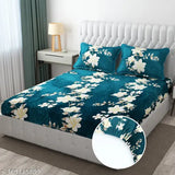 200 TC Woolen velvet Elastic Fitted Bedsheet With 2 Pillow Cover ( Fabric - Flano)