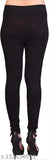 Solid black cotton jeggings with side stone detail for women and girls, stylish fit and quality Indian fabric