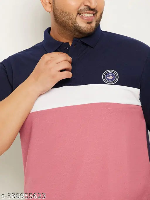 Indian-made cotton blend colorblocked short sleeve t-shirt with logo on chest