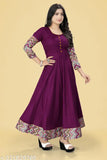 Wine rayon tussle tie Anarkali kurti with three-quarter sleeves, best for office or social occasions