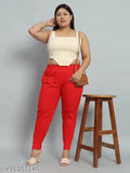 Cotton blend plus size straight-fit casual trousers combo of 2, lightweight, breathable, and stretchy - Indian origin