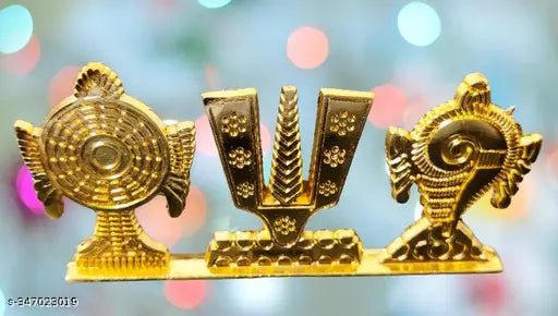 Metal Tirupati Balaji Shankh Chakra Namah Vastu showpiece, repels negative energy, attracts positive vibes. Decor for home, living room, yoga room, meditation room or office. Origin: India (10.5cm x 5cm x 1cm)