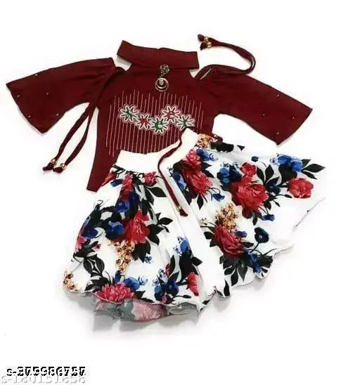 Printed cotton blend skirt tp for infants (0-12 months), featuring short sleeves and net pattern