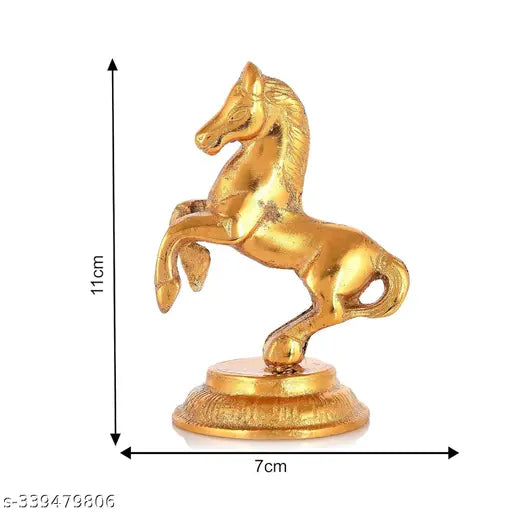 Golden jumping horse figurine pack 2, decorative metal showpiece - 11cm
