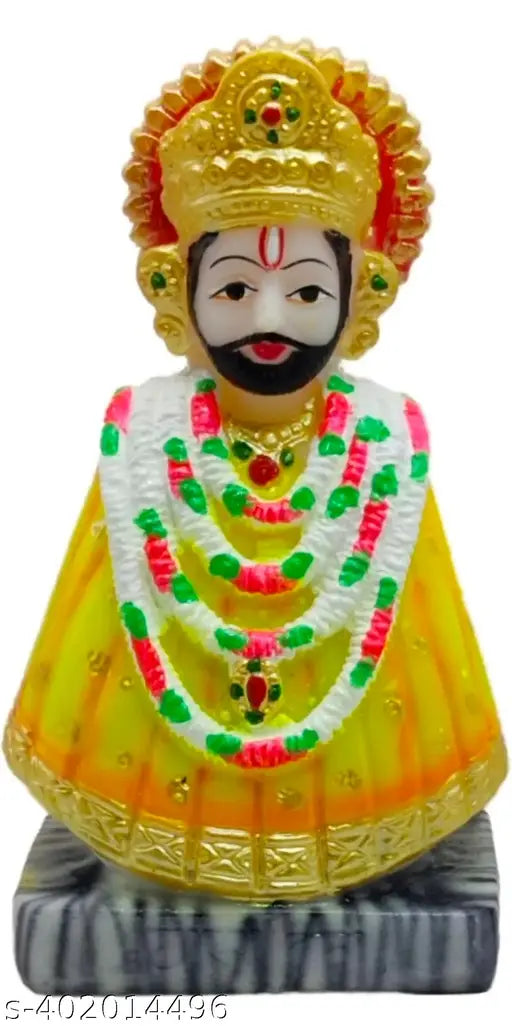 Marble Khatu Shyam Ji idol, exquisite statue of clam-carved deity, perfect for living room or decor
