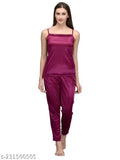 Satin top & pajama set, 12 colors, XS-XL, luxurious Indian-made sleepwear for women