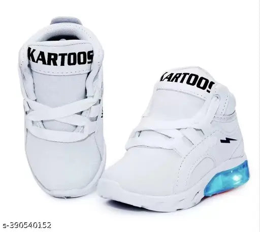 Kids LED light shoes for boys and girls (Bachoo Ke Light wale Shoes), mesh sole with PVC trim, ideal for running. Lace-up, comfortable fit. Solid net pattern, size: 18-24 months - 4-5 years. Made in India