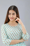 Light green printed anarkali long kurta, women's wear, festive outfit