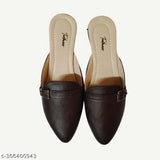PU cherry side cross bellies flat mules for women & girls, comfortable office wear sandals with slip-on detail, daily wear jutti from India