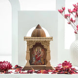 Handcrafted wooden Ambe Mataji temple idol, Indian goddess collectible for home decor, car dashboard, or study table
