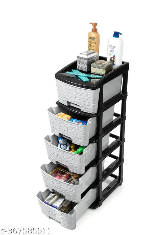 Large gray storage organizer for various items including clothes, books, shoes, toys, socks, files, etc. 5 levels, easy access