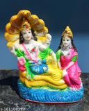 Laxmi Narayana ji statue, poly resin collectible idol. Indian art toy culture, trendy figurine of Narasimha (16cm x 12cm x 5cm)