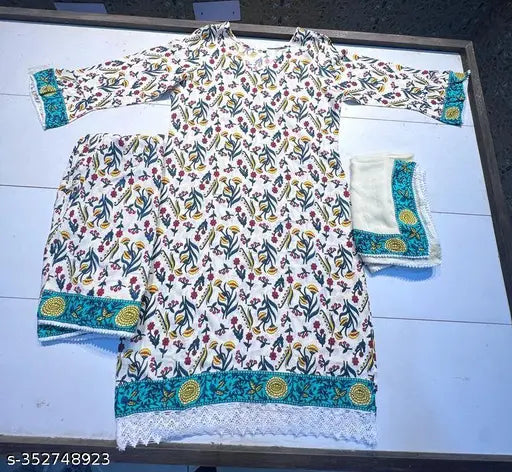 Short kurti, rayon fabric, printed design, long sleeves