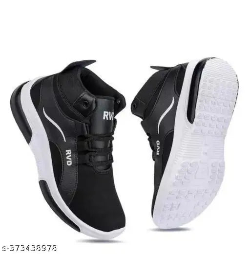 Black sneakers with white sole