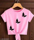 Cotton Cambric butterfly print t-shirt for women and girls, vibrant design on Indian clothing rack