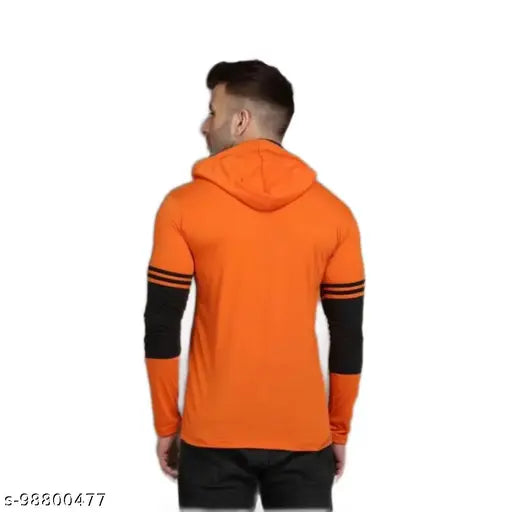 Cotton blend full sleeve hoodie for men with integrated mask, trendy and protective urban style on display