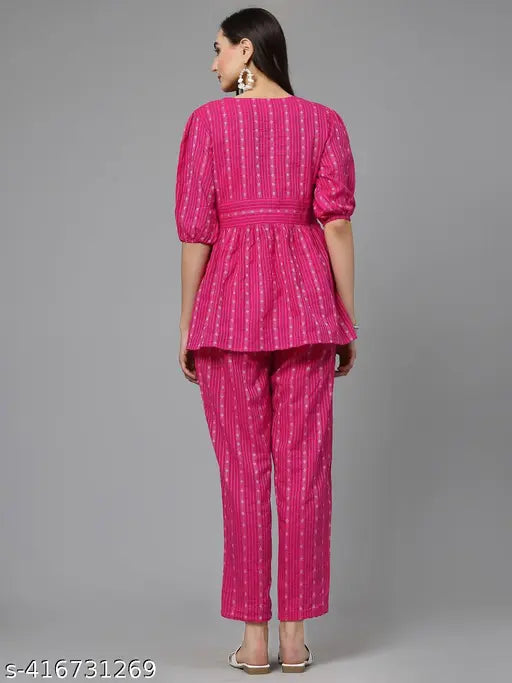 Rajasthani Printed Cotton Cord Set for Women, XS-XXL, long sleeves, Indian handcrafted traditional palazzo set